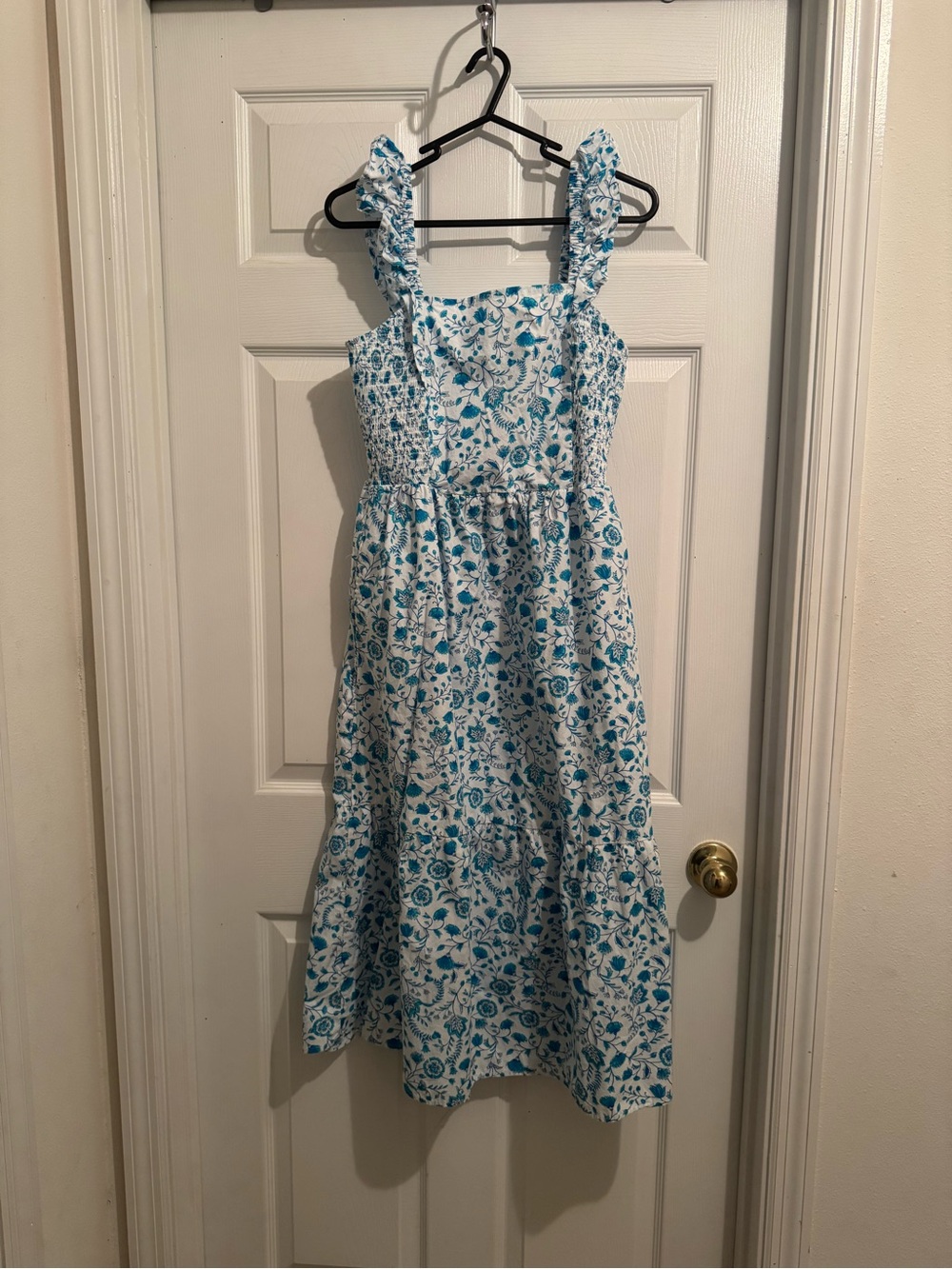 Draper James White and Blue Floral Maxi Dress